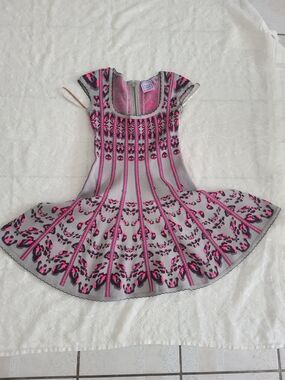 Herve Leger Pink and Gray Fit-and-Flare Mini Dress
